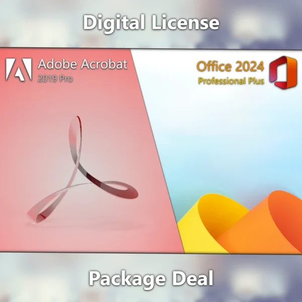 Adobe Acrobat Pro 2019 & Microsoft Office 2024 Professional Plus digital license keys