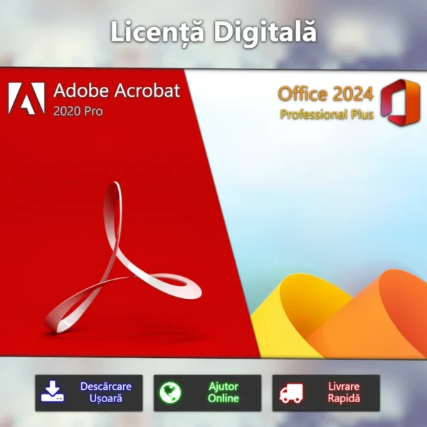 Adobe Acrobat Pro 2020 & Microsoft Office 2024 Professional Plus digital license keys